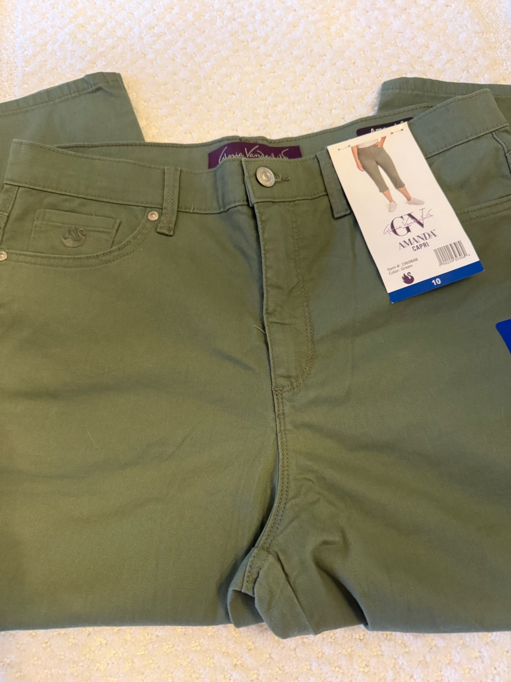 Gloria Vanderbilt Amanda Capris in Olive Size 10 - Picture 4 of 7